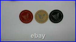 Vintage Eagle Clay Gaming Poker Gambling Chip Lot x67 Red Black and Tan