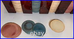Vintage Lot Clay Composite Poker Chips Blue White Red