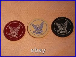 Vintage Lot Of 277 Clay/composite Poker Chips Eagle Holding Arrows & 3 Boxes