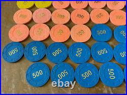 Vintage Lot Of 96 Paulson Buick Automotive Clay Poker Chips 20, 100, 500 GM