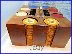 Vintage Poker Chip Holder With Clay Poker Chips