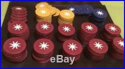 Vintage Poker Chips Clay Lot Of 238 Blue Yellow Gray Red