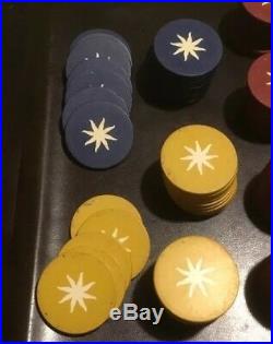 Vintage Poker Chips Clay Lot Of 238 Blue Yellow Gray Red