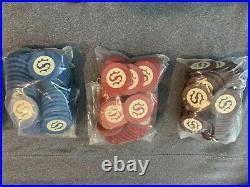 Vintage US Playing Card Co Clay Poker Chip Set With Letter S Monogram PO-AS
