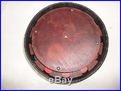 Vintage Wooden Poker Chip Black Covered Holder & 215 Clay Chips Flags & 5-30-36