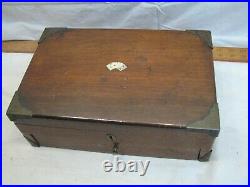Vintage Wooden Poker Chip Storage Box with250+ Clay Card Game Inlay Chest Gambling
