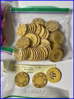Vintage lot 1000+ Clay Poker Chips, Casino, Roulette Las Vegas Paulson + Others