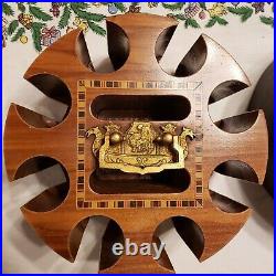Vintage wood Poker Chip HOLDER Carousel for clay Indian Bakelite and all chips
