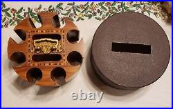 Vintage wood Poker Chip HOLDER Carousel for clay Indian Bakelite and all chips