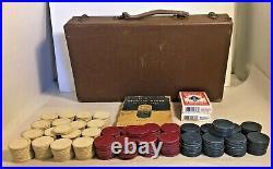 Vitg Clay Poker Chips Set Polo Horse & Rider 328 Chips, Case, & 1952 Rule Book
