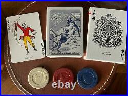 Vtg Art Deco Poker Chip Caddy W Clay Po-do Terrier Buldog Chips & Playing Cards
