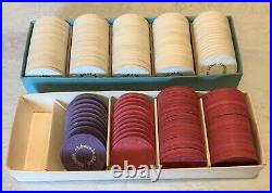 Vtg Eldorado Club Tournament Clay Poker Chips 10g Paulson Top Hat & Cane 158 pcs